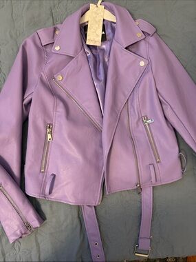 Fashion Nova Purple Faux Leather Moto Jacket